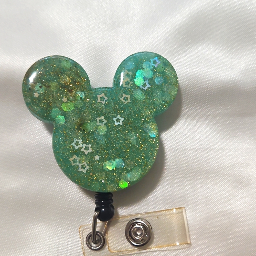 Unique; handmade; sparkling badge clip